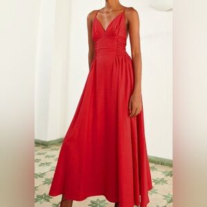 Farm Rio Red Sleeveless Midi Dress XS NWT